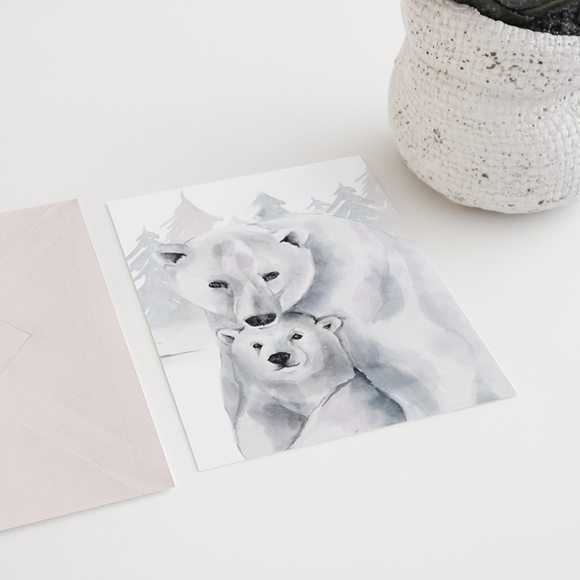 Watercolor Polar Bears Wall Art Illustration Print Poster Card Unframed - Picture 7 of 17